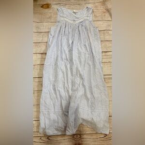 Eileen West Blue Wavy Cottage Eyelet Lace Cotton Maxi Nightgown Dress Large L